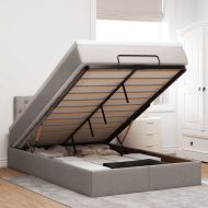 Османска легло с матрак и LED, таупе, 120x200 см, плат