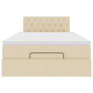 Османска легло с матрак и LED, кремаво, 120x200 см, плат