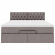 Османска легло с матрак и LED, кафяво, 140x190 см, плат