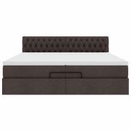 Османска легло с матрак и LED, тъмнокафяво, 200x200 см, плат