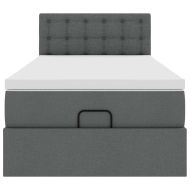 Османска легло с матрак и LED, тъмносиво, 90x190 см, плат