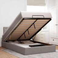 Османска легло с матрак и LED, таупе, 120x200 см, плат