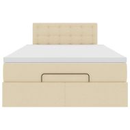 Османска легло с матрак и LED, кремаво, 120x200 см, плат