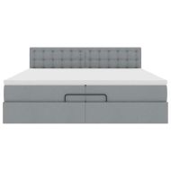 Османска легло с матрак и LED, светлосиво, 200x200 см, плат
