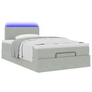 Османска легло с матрак и LED, светлосиво, 120x190 см, кадифе