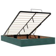 Османска легло с матрак и LED, тъмнозелено, 140x190 см, кадифе