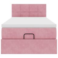 Османска легло с матрак и LED, розово, 80x200 см, кадифе