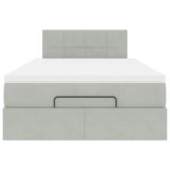 Османска легло с матрак и LED, светлосиво, 120x190 см, кадифе