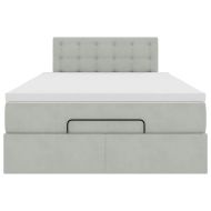 Османска легло с матрак и LED, светлосиво, 120x190 см, кадифе