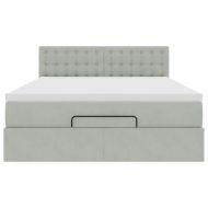 Османска легло с матрак и LED, светлосиво, 140x190 см, кадифе