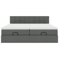 Османска легло с матраци и LED, тъмносиво, 160x200 см, плат