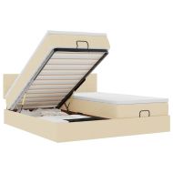 Османска легло с матраци и LED, кремаво, 160x200 см, плат