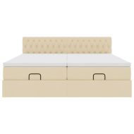 Османска легло с матраци и LED, кремаво, 160x200 см, плат
