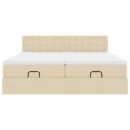 Османска легло с матраци и LED, кремаво, 160x200 см, плат