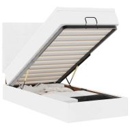 Османска легло с матрак, бяло, 80x200 см, изкуствена кожа