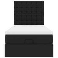 Османска легло с матрак, черно, 90x190 см, изкуствена кожа