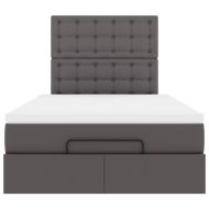 Османска легло с матрак, сиво, 120x190 см, изкуствена кожа