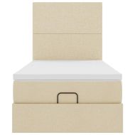 Османска легло с матрак, кремаво, 80x200 см, плат