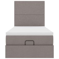 Османска легло с матрак, таупе, 90x190 см, плат