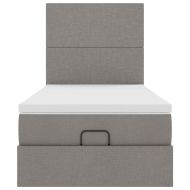 Османска легло с матрак, таупе, 90x200 см, плат