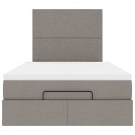 Османска легло с матрак, таупе, 120x200 см, плат