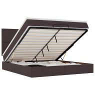 Османска легло с матраци, тъмнокафяво, 200x200 см, плат