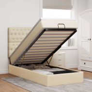 Османска легло с матрак, кремаво, 80x200 см, плат