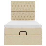 Османска легло с матрак, кремаво, 80x200 см, плат