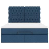 Османска легло с матрак, синьо, 140x190 см, плат