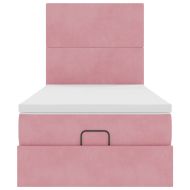 Османска легло с матраци, розово, 90x190 см, кадифе