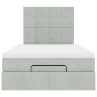 Османска легло с матраци, светлосиво, 120x190 см, кадифе