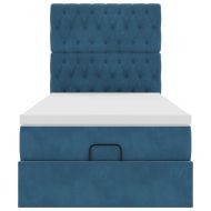 Османска легло с матраци, тъмносиньо, 80x200 см, кадифе