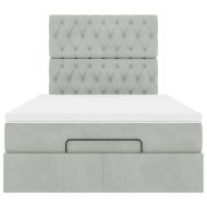 Османска легло с матраци, светлосиво, 120x190 см, кадифе