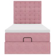 Османска легло с матраци, розово, 90x190 см, кадифе