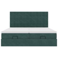 Османска легло с матраци, тъмнозелено, 160x200 см, кадифе