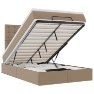 Османска легло с матрак&LED капучино 120x190 см изкуствена кожа