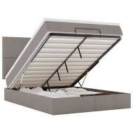 Османска легло с матрак и LED, кафяво, 140x190 см, плат