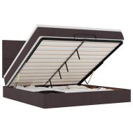 Османска легло с матрак и LED, тъмнокафяво, 200x200 см, плат