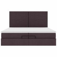 Османска легло с матрак и LED, тъмнокафяво, 200x200 см, плат