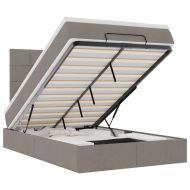 Османска легло с матрак и LED, таупе, 120x200 см, плат