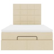 Османска легло с матрак и LED, кремаво, 120x200 см, плат