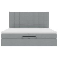 Османска легло с матрак и LED, светлосиво, 200x200 см, плат