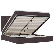 Османска легло с матрак и LED, тъмнокафяво, 200x200 см, плат