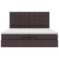 Османска легло с матрак и LED, тъмнокафяво, 200x200 см, плат