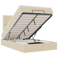 Османска легло с матрак и LED, кремаво, 120x200 см, плат