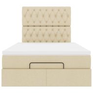 Османска легло с матрак и LED, кремаво, 120x200 см, плат