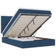 Османска легло с матрак и LED, синьо, 140x190 см, плат