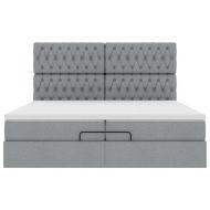 Османска легло с матрак и LED, светлосиво, 200x200 см, плат