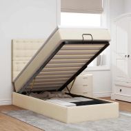 Османска легло с матрак и LED, кремаво, 80x200 см, плат