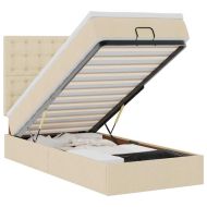 Османска легло с матрак и LED, кремаво, 80x200 см, плат